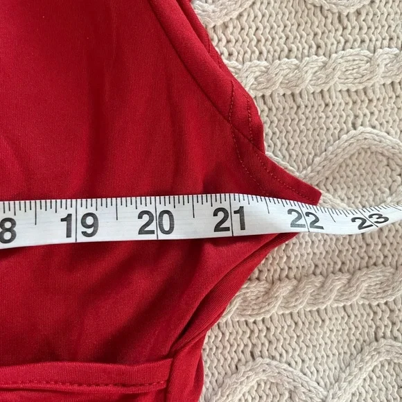 NEW! Haute Red Cotton Polyester Blend Mid Length Dress Women’s size 2X - Picture 12 of 15